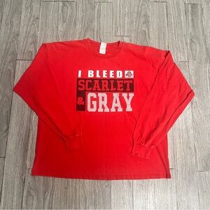 Vintage Glidan I Bleed Scarlet & Grey Ohio State Buckeyes Long Sleeve Shirt